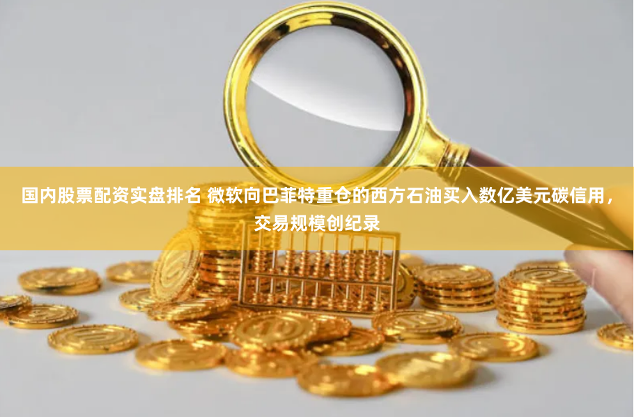 国内股票配资实盘排名 微软向巴菲特重仓的西方石油买入数亿美元碳信用，交易规模创纪录